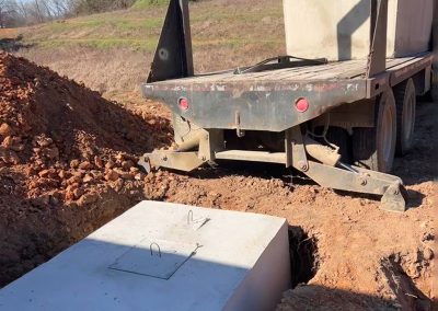 Conventional septic system installation on a residential lot